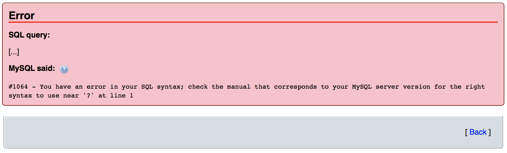 Error symbol referencing errors. MYSQL Error!. Ошибка MYSQL. MYSQL Error 1064. Ошибка 1064 MYSQL как исправить.